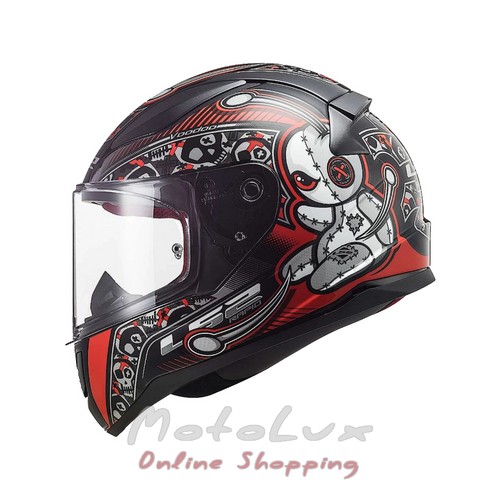 LS2 FF353 Rapid Mini Voodoo Motorcycle Helmet, Size S, Black with Red