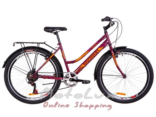Городской велосипед Discovery Prestige Woman Vbr, колесо 26, рама 17, 2019, burgundy n orange n pink