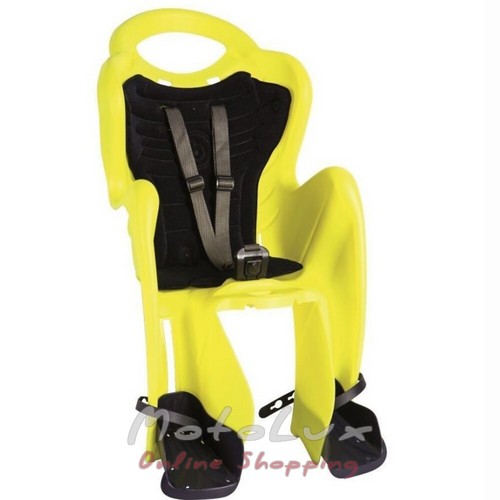 Сидіння заднє Bellelli Mr Fox Relax B-fix, до 22кг, неоново-жовте з темно-синьою підкладкою