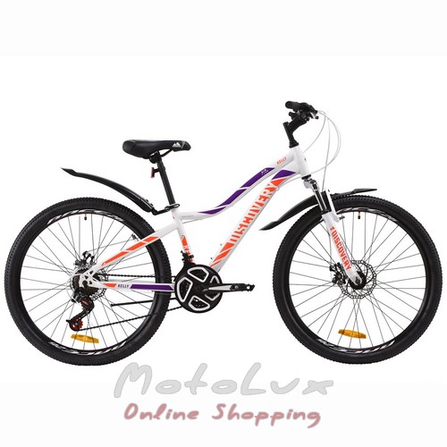 Hegyi kerékpár Discovery Kelly AM DD, 26", 13.5 keret, 2020, white n violet n orange