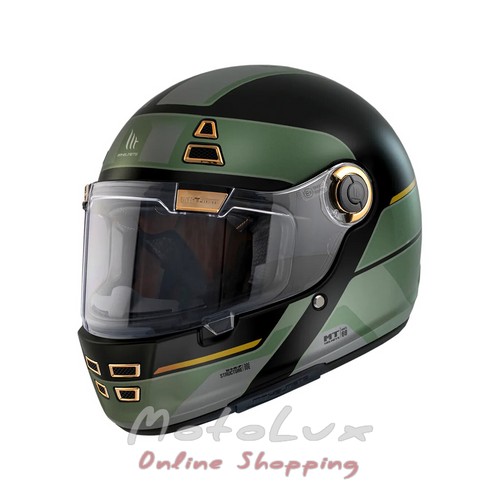 Motorcycle helmet MT Jarama 68TH C1 Gloss Black, size XL, green with black