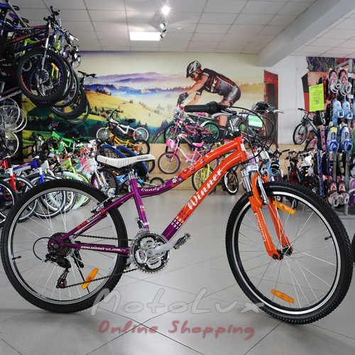 Підлітковий велосипед Winner Candy, колеса 24,  рама 13, orange n purple
