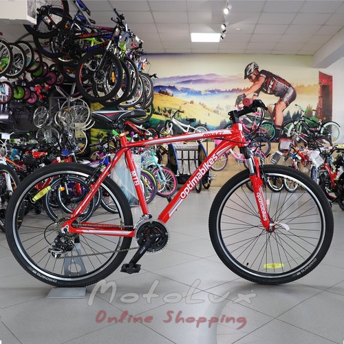 Horský bicykel Optimabikes Amulet, kolesá 26, rám 21, 2015, red