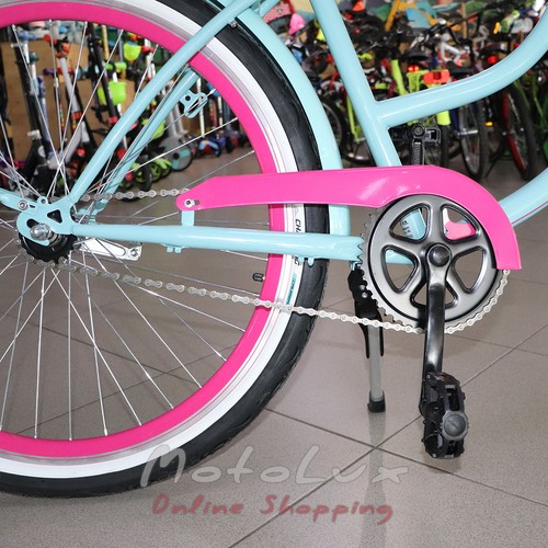 Дорожній велосипед Neuzer Sunset, колеса 26, рама 17, бірюзовий-рожевий