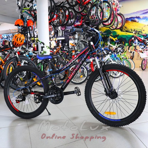 Подростковый велосипед Benetti Forte DD, колесо 24, рама 13, 2019, black n red