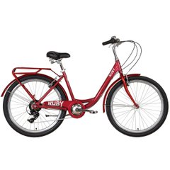 Mestský bicykel Dorozhnik Ruby Vbr 26, rám 17, červený, s nosičom, 2022