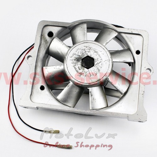 Fan assembly with a generator and a stator to a water-cooled power tractor