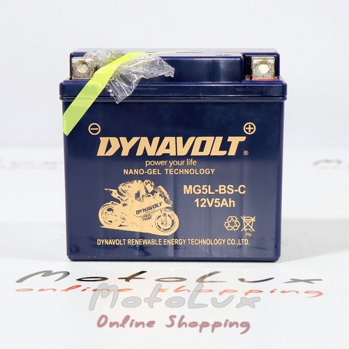 Акумулятор Dynavolt MG5L-BS, 114/70/105, 12V, 5Ah для мотоцикла