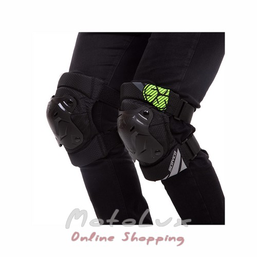 Motorcycle knee pads SCOYCO K27, black with green