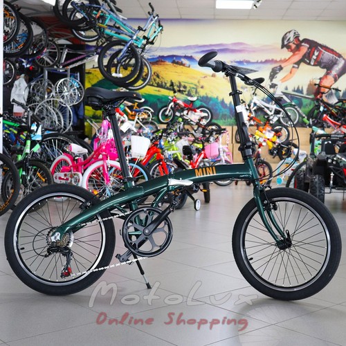 Складной велосипед Pride Mini 6, колесо 20, 2020, dark green
