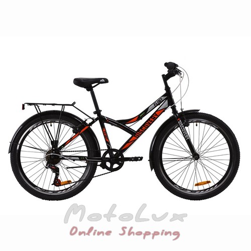 Подростковый велосипед Discovery Flint Vbr, колесо 24, рама 14, 2020, black n orange n grey