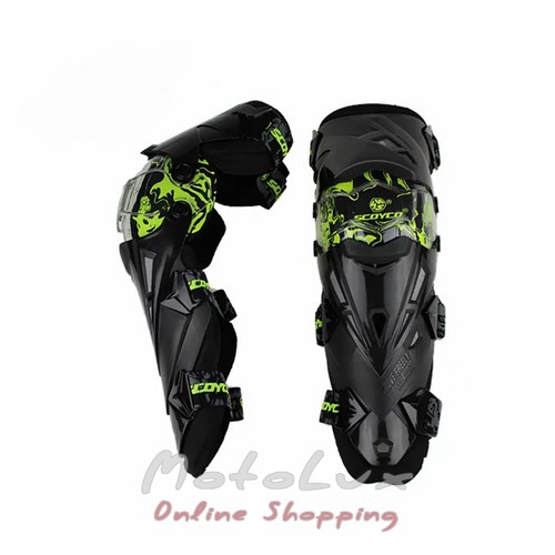 Scoyco K12 motorcycle knee pads, black with green