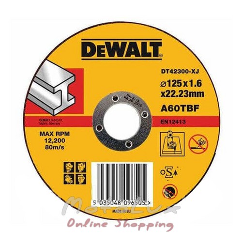 Cutting wheel DeWALT DT42300, for metal, 125*1.6*22.2mm