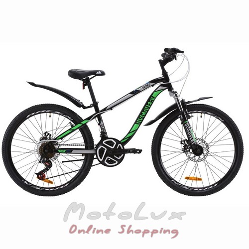 Подростковый велосипед Formula Flint AM DD, колесо 24, рама 13, 2020, black n green