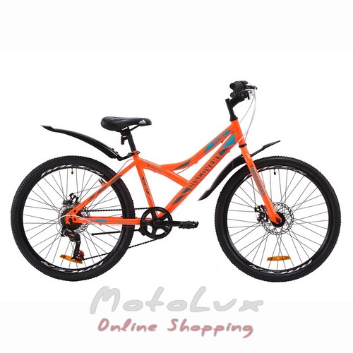 Підлітковий велосипед Discovery Flint DD, колесо 24, рама 14, 2020, orange n blue n grey