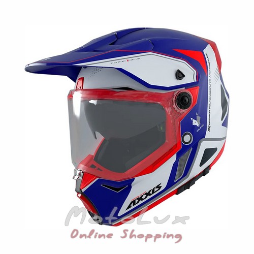 Motorcycle helmet Axxis Wolf DS Roadrunner C7, size XL, blue with white