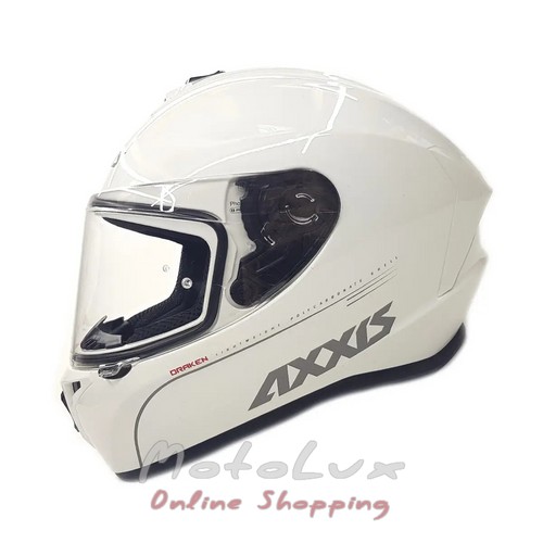 Motorcycle helmet AXXIS Draken S V.2 Solid Gloss Black, size L, white