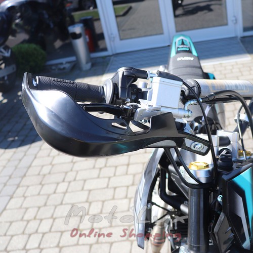 Motocykel Kovi PiT 150 X, čierny s tyrkysom