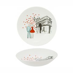Arcopal Lutecia soup plate, 20 cm, white with red