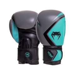 Перчатки боксерские кожаные на липучке Venum Contender 2.0, синий с серым