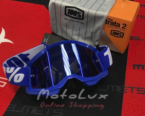 Мотоочки 100% STRATA Goggle II Blue - Mirror Blue Lens