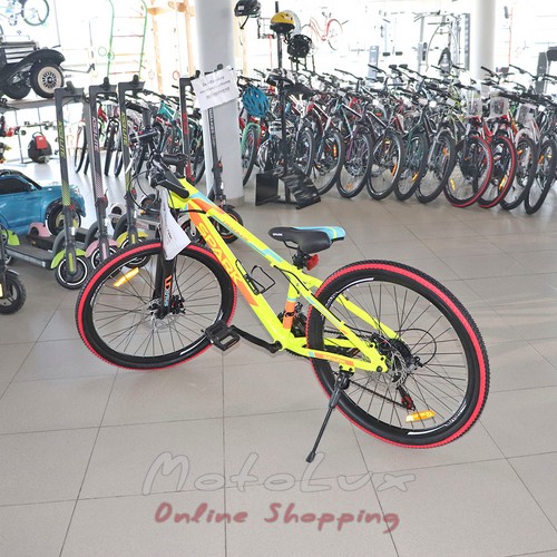 Подростковый велосипед Spark Tracker, колесо 26, рама 13, желтый с красным