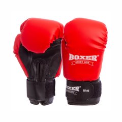 Боксерські рукавиці BOXER Эліт 2022, 10-16 унцій, червоний