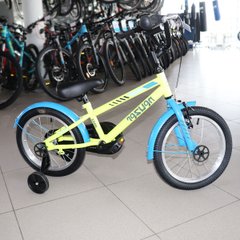 Gyermek kerékpár Neuzer BMX, kerekek 16, sárga feketével és kékkel