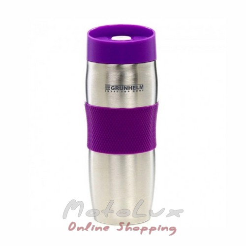 Thermo mug made of stainless steel Grunhelm GTC 101, 380 ml, purple