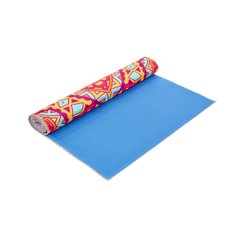 Fitness and yoga mat suede with print SP Planeta FI 6880 7, 173x61x0.3cm, red blue