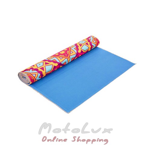 Fitness and yoga mat suede with print SP Planeta FI 6880 7, 173x61x0.3cm, red blue