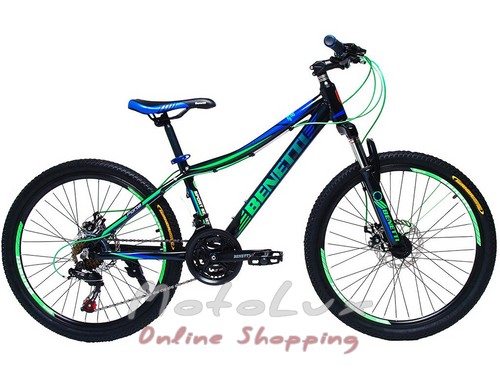 Teenage bicycle Benetti Forte DD, wheel 24, frame 13, 2018, black n green