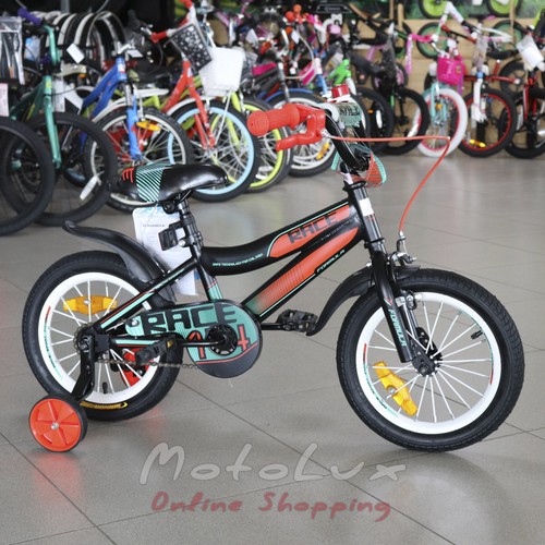 Дитячий велосипед Formula Race, колесо 14, рама 8,5, 2020, black n orange n turquoise