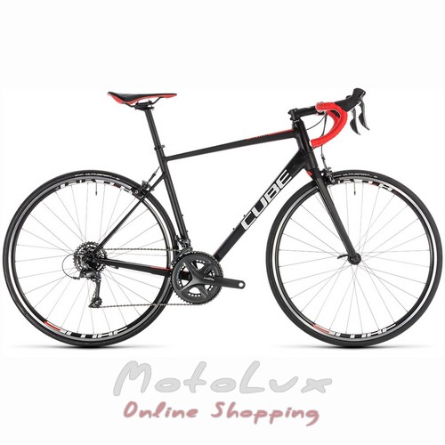 Велосипед шоссейный Cube Attain, колеса 28, рама 53 cm, 2019, black n red