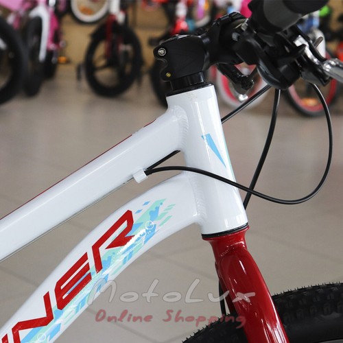 Bicykel Winner Junior 24 2020 white n red, Biely-červené