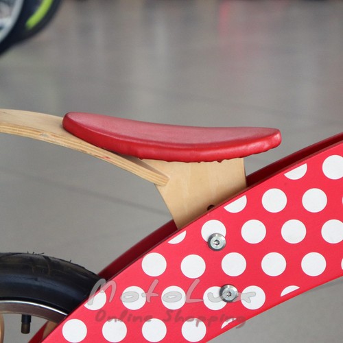 Children's begovel Kiddi Moto Kurve, колесо 12, 2015, red with white dots