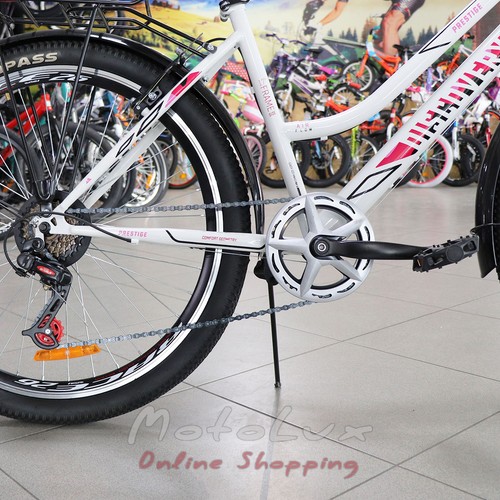 Велосипед Discovery Prestige Woman, колесо 26, рама 17, white-violet with black, 2021
