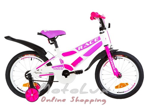 Дитячий велосипед Formula Race, колесо 16, рама 9, 2019, white n crimson n violet