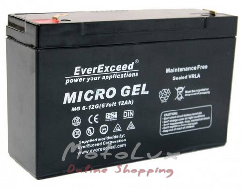 Akkumulátor EverExceed MG 6-12G, 6V 12Ah, gél