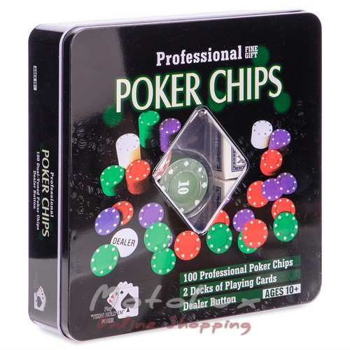 Набор для покера в металлической коробке SP Sport на 100 фишек