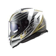 LS2 FF800 Storm Nerve Motorcycle Helmet, Size XXL, White with Gold