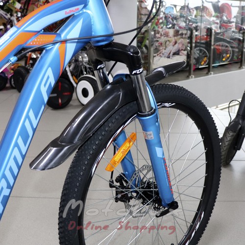 Подростковый велосипед ST 24" Formula Dakar AM DD рама-13" сине-оранжевый (м) с крылом Pl 2020