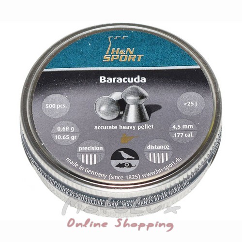Кулі пневматичні H&N Baracuda 4,5 мм, 0,69 г, 400 шт/уп