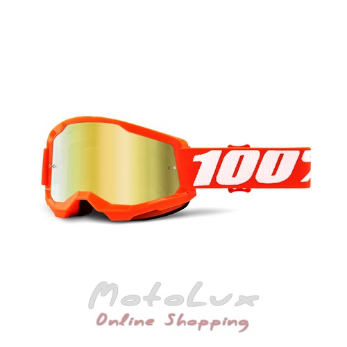 Мотоочки 100% STRATA Goggle II Orange - Mirror Gold Lens