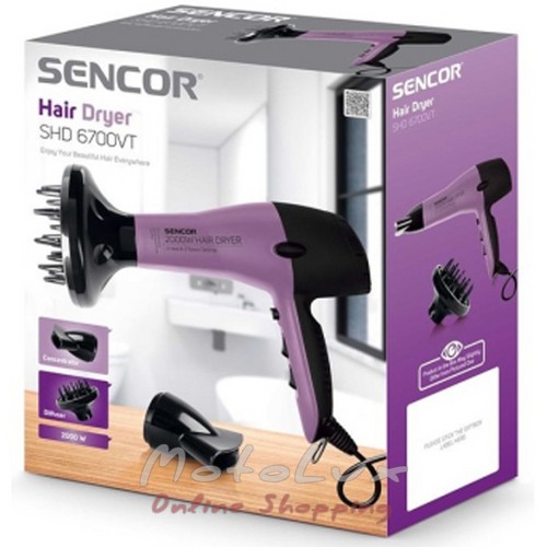 Sušič vlasov Sencor SHD6700VT, čierny s fialovým