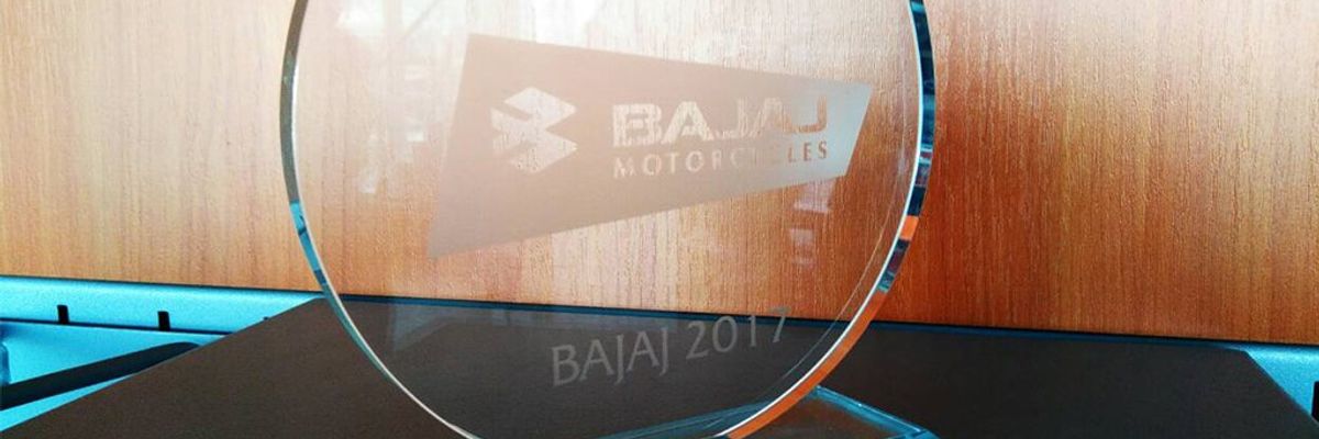 Award for company Motolux -  the best dealer of selling Bajaj 2017