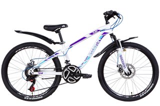 Подростковый велосипед Discovery Flint AM DD, колесо 24, рама 13, 2021, white n purple n blue