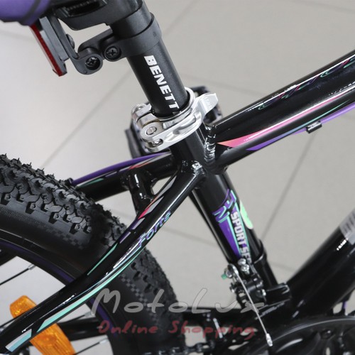 Велосипед Benetti Forte DD, колеса 24, рама 12, 2020, black n pink n turquoise