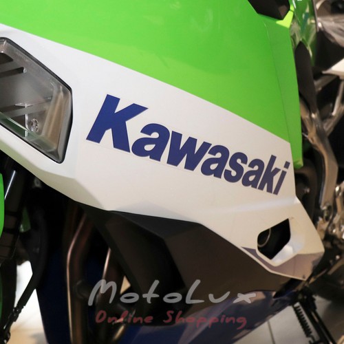 Športový motocykel Kawasaki Ninja ZX 4RR, zelená s bielou a modrou, 2024