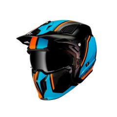 Motorcycle helmet MT Streetfighter SV Twin, size XL, blue with orange